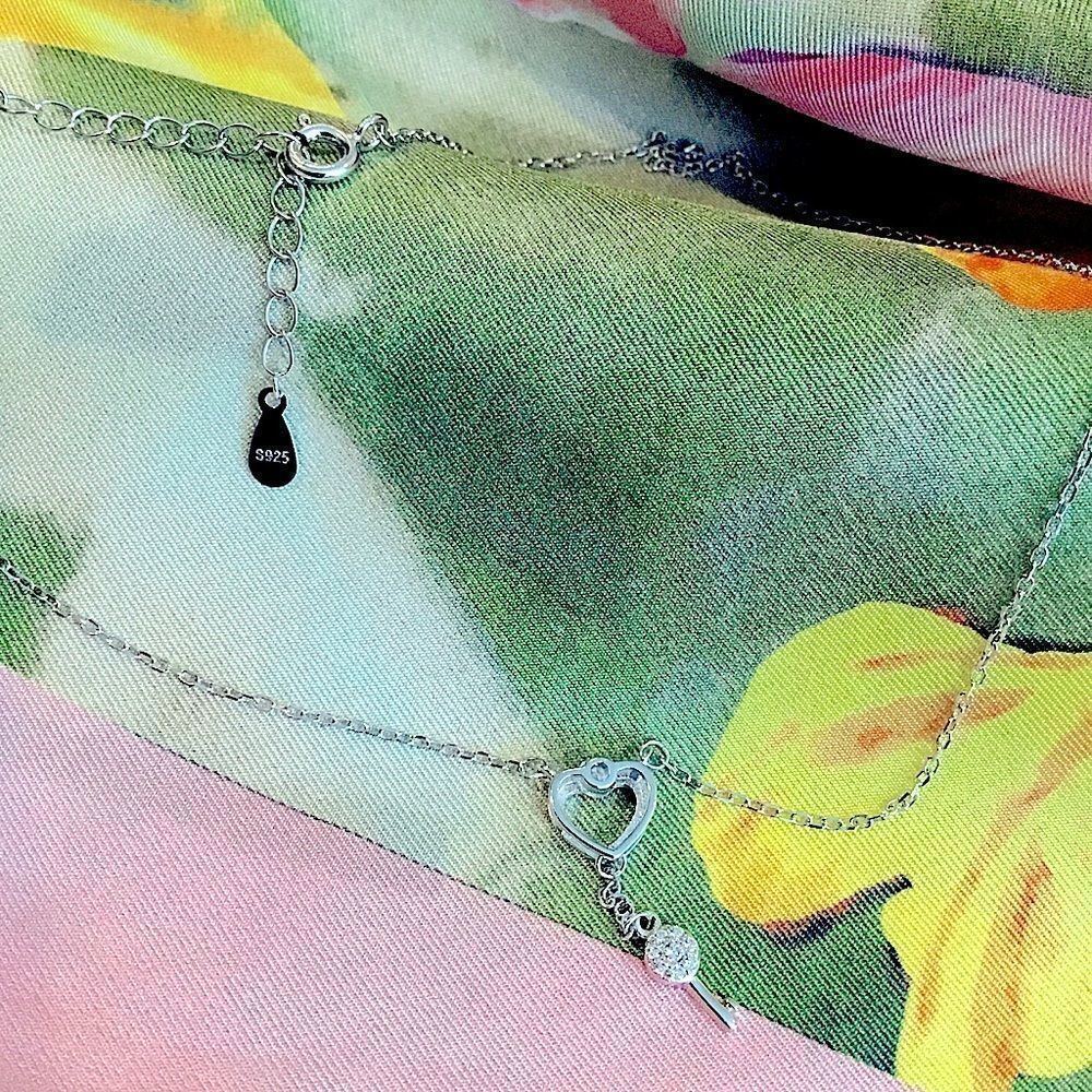 925 SILVER AND DIAMOND HEART AND LOCK NECKLACE - Picture 4 of 6